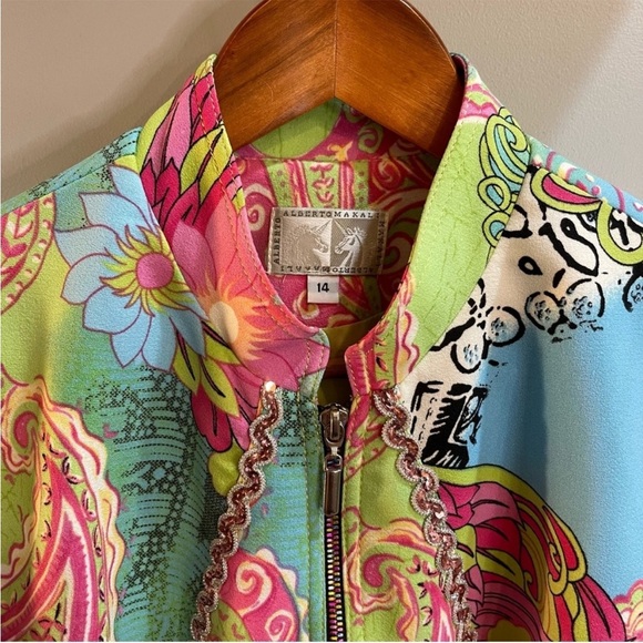 Alberto Makali vintage Multicolour Paisley Jacket size 14 - Picture 4 of 13